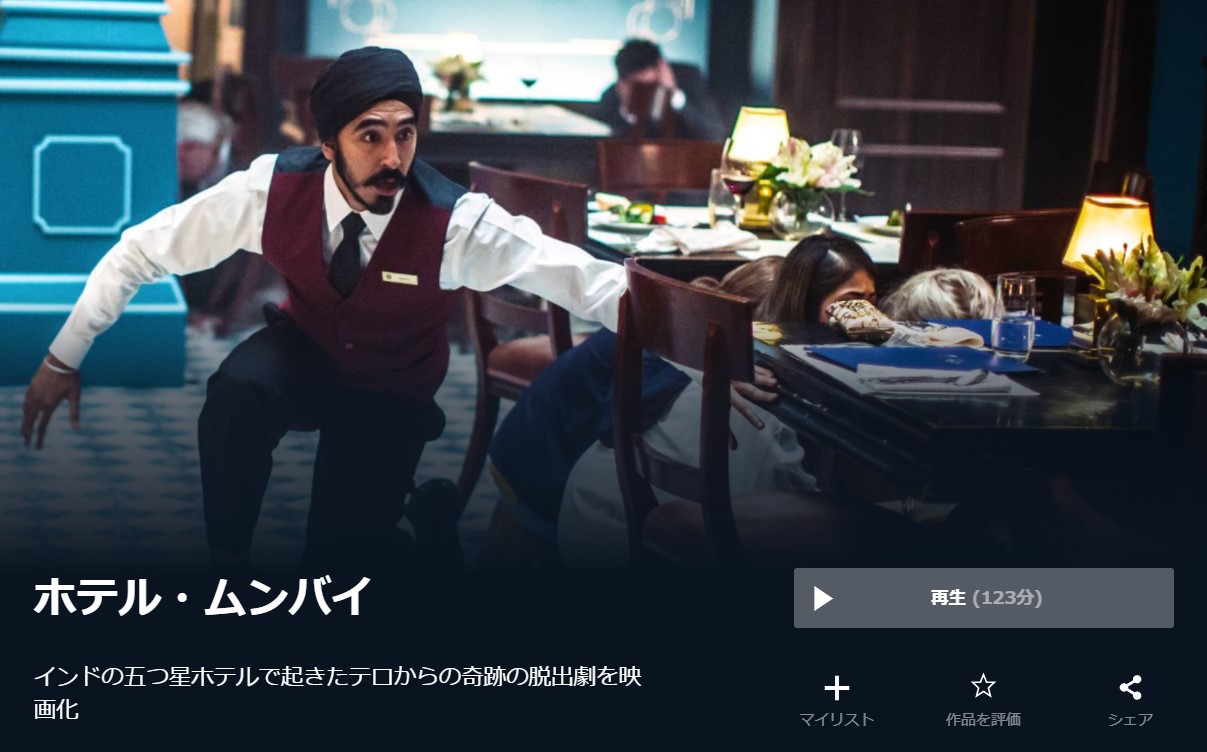  U-NEXTのホテル・ムンバイの動画配信状況