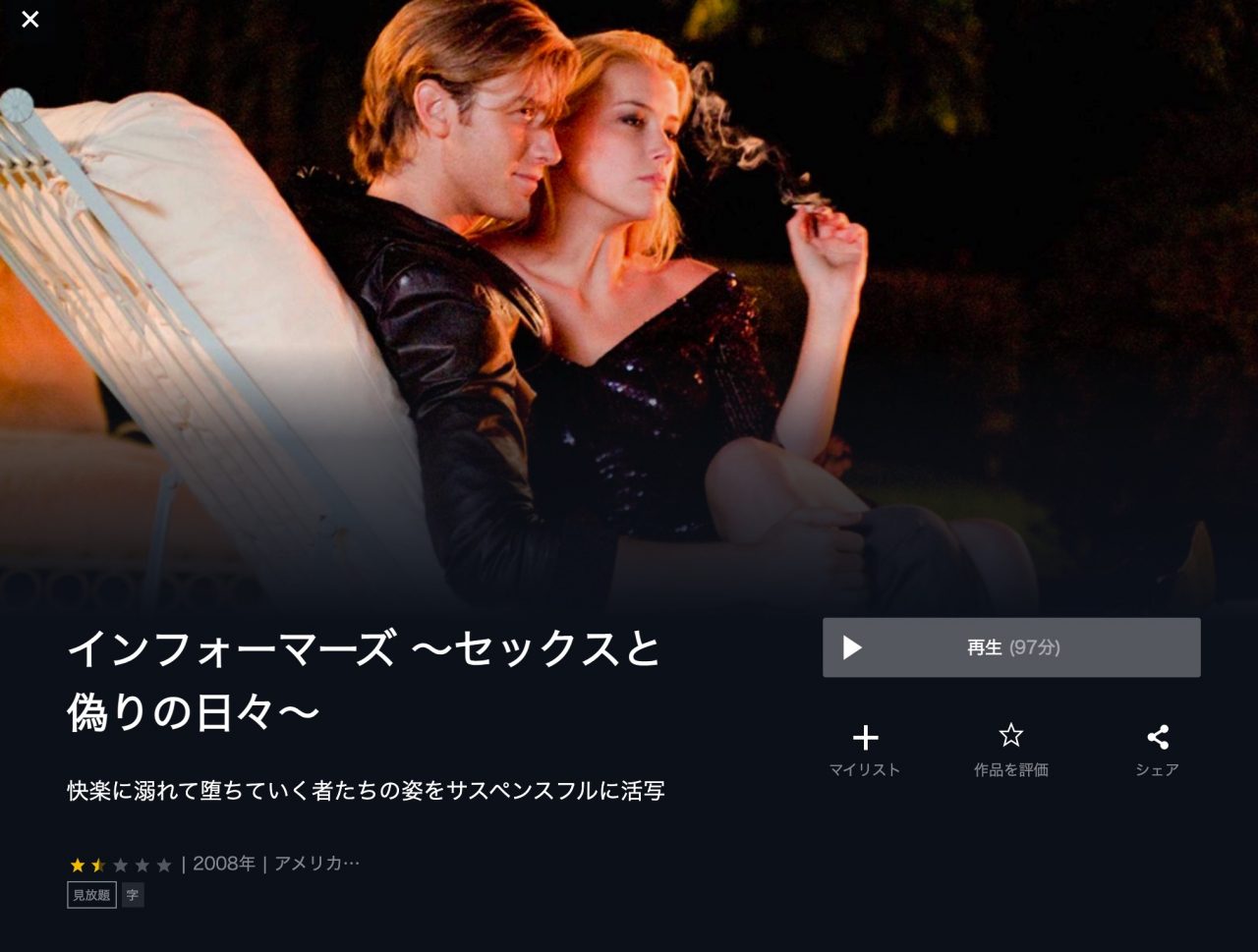  U-NEXTのインフォーマーズ ～セックスと偽りの日々～の動画配信状況