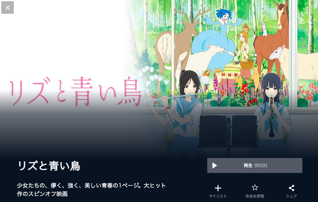 U-NEXTのリズと青い鳥の動画配信状況