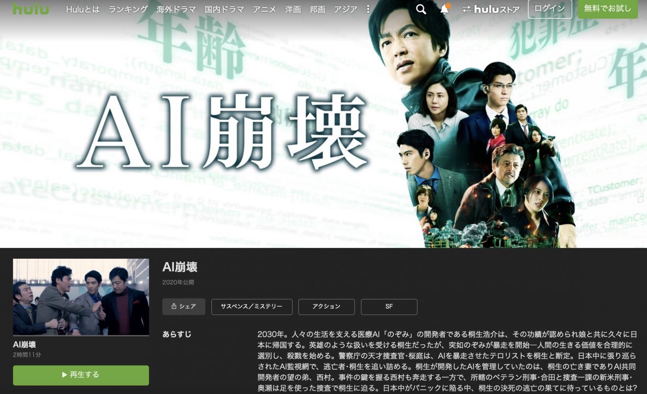 HuluのAI崩壊の動画配信状況