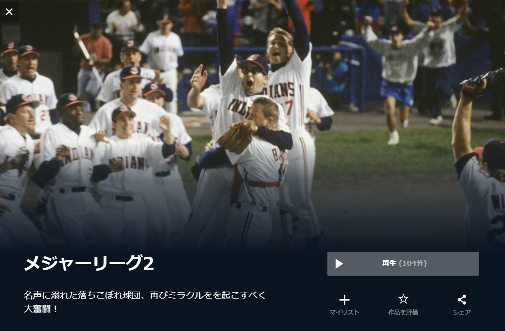  U-NEXTのメジャーリーグ２の動画配信状況