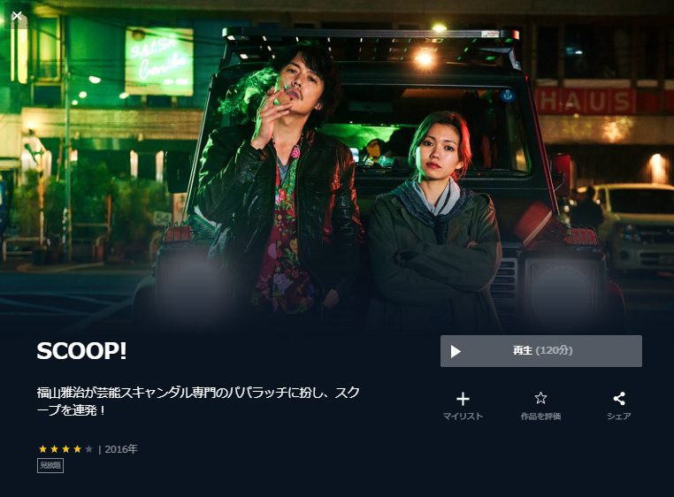  U-NEXTのSCOOP!の動画配信状況