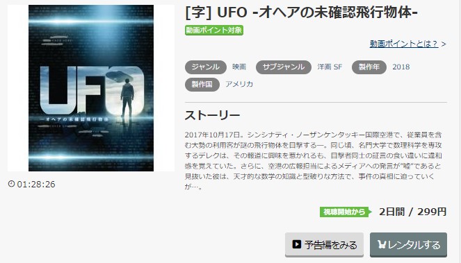 music.jpのUFO オヘアの未確認飛行物体の動画配信状況